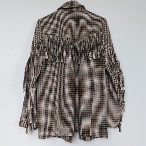 Rails Jagger Houndstooth Plaid Button Front Blazer, Pockets, Fringe Detail sz M - Picture 4 of 15